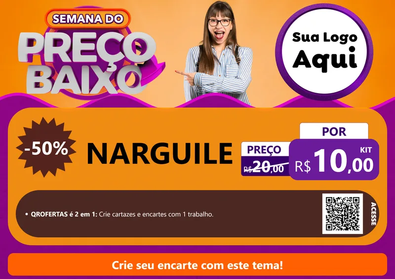 Modelo de Cartaz para Cartaz A4 Horizontal com o tema Semana do Preço Baixo para Tabacaria