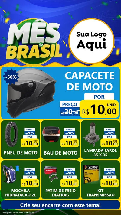Modelo de Rede Social para Stories com o tema Mês do Brasil para Moto peças
