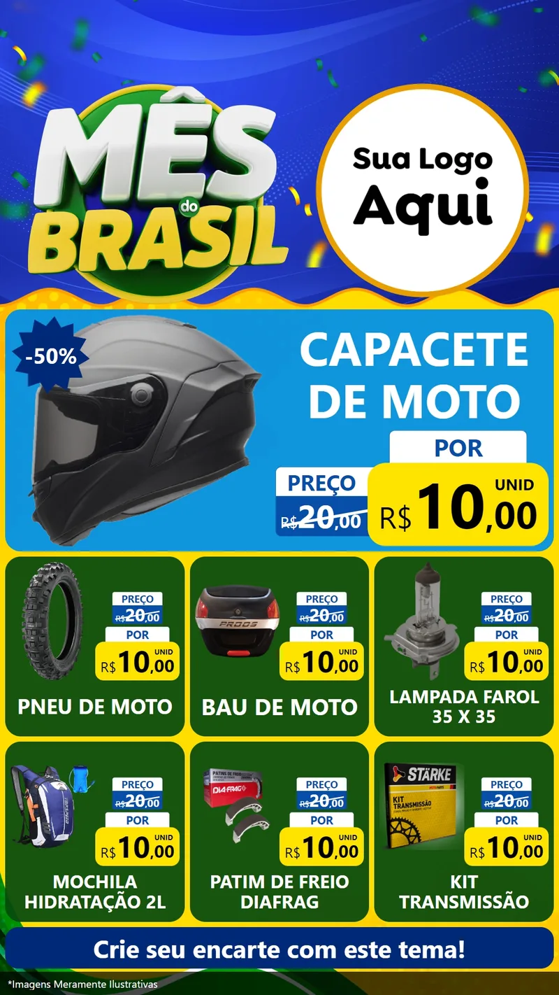 Modelo de Rede Social para Stories com o tema Mês do Brasil para Moto peças