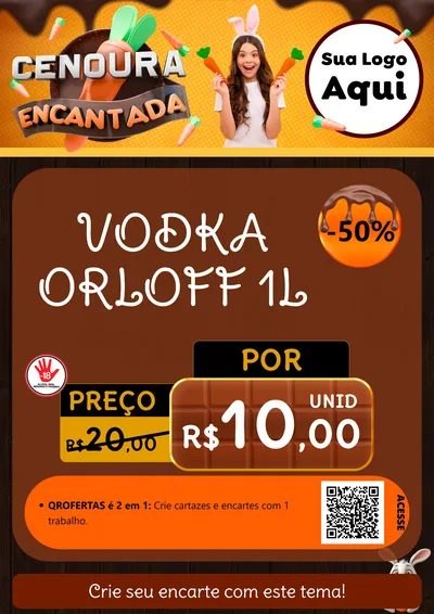 Modelo de Cartaz para Cartaz A4 Vertical com o tema Cenoura Encantada - Páscoa para Distribuidora de bebidas