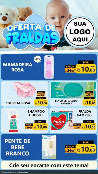Modelo de TV para TV Vertical com o tema Oferta de Fraldas para Bebês