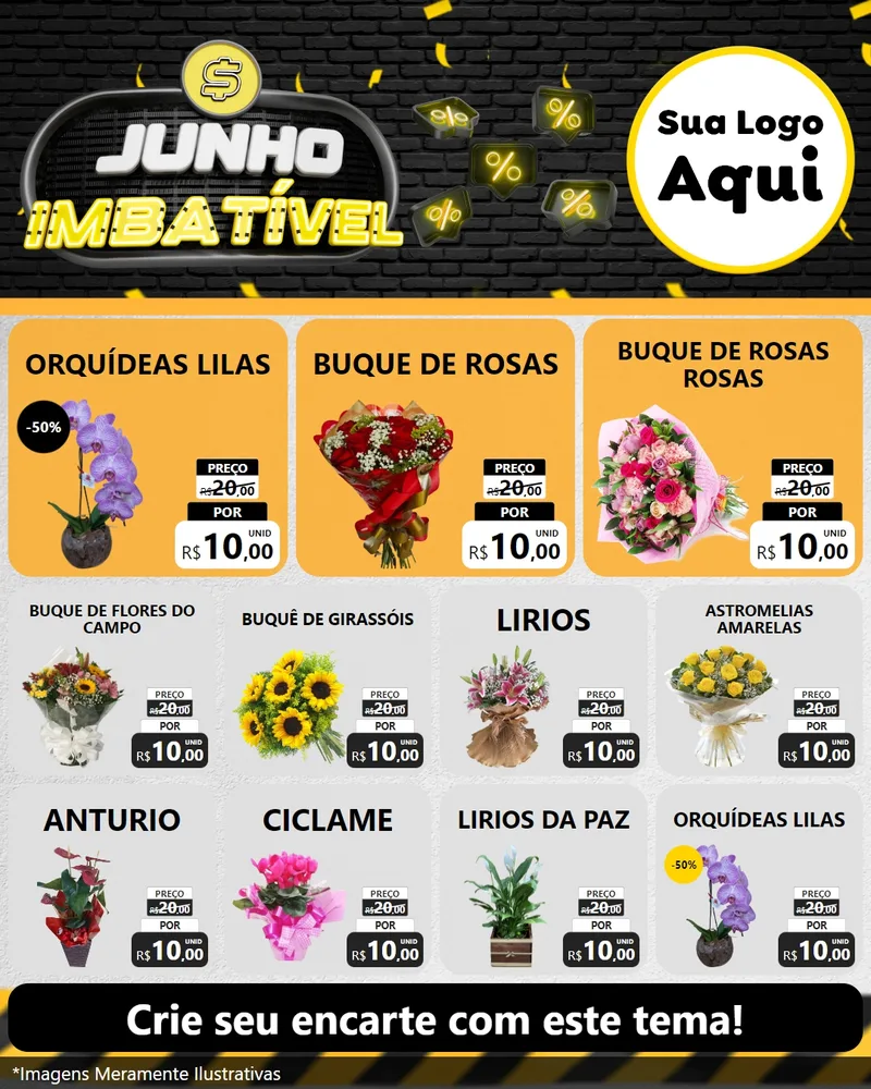 Modelo de Rede Social para Feed Instagram com o tema Junho Imbatível para Floricultura e jardim