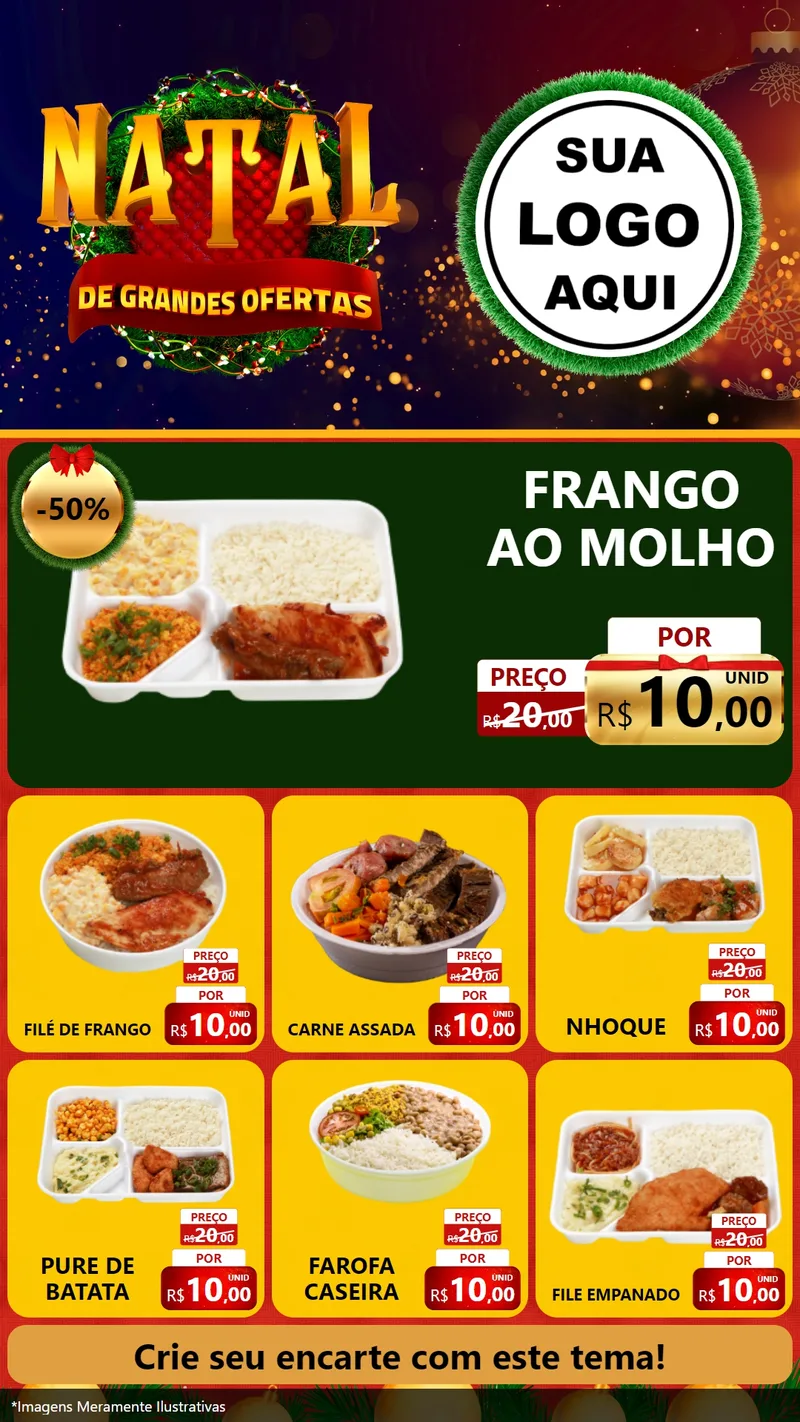 Modelo de Rede Social para Stories com o tema Natal de Grandes Ofertas para Restaurante