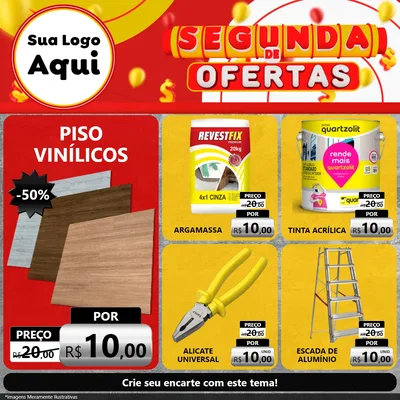 Modelo de Rede Social para Feed Facebook com o tema Segunda de Ofertas para Material para Construção
