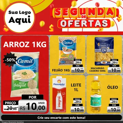 Modelo de Rede Social para Feed Facebook com o tema Segunda de Ofertas para Supermercado