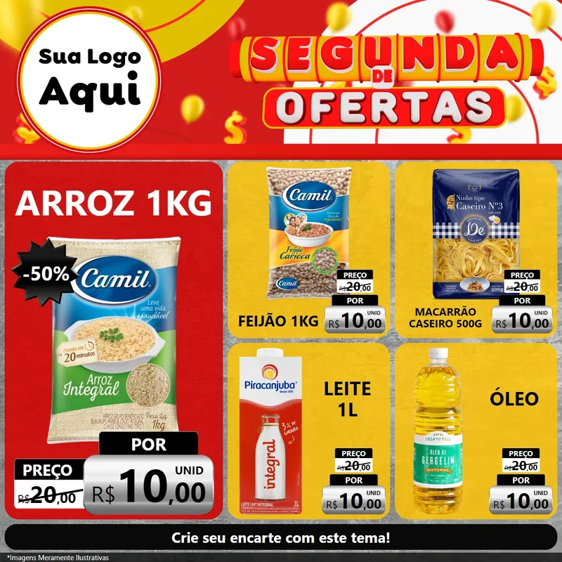 Modelo de Rede Social para Feed Facebook com o tema Segunda de Ofertas para Supermercado