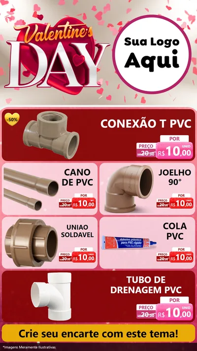 Modelo de TV para TV Vertical com o tema Valentine's Day para Tubos e conexões