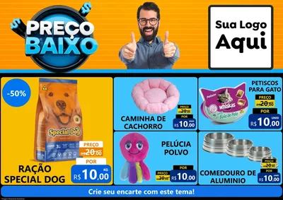 Modelo de Encarte para Encarte A4 Horizontal com o tema Preço Baixo para Pet Shop