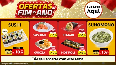 Modelo de TV para TV Horizontal com o tema Ofertas de Fim de Ano para Comida japonesa