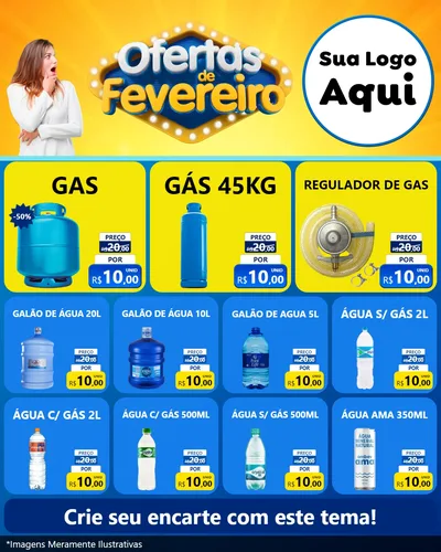 Modelo de Rede Social para Feed Instagram com o tema Ofertas de Fevereiro para Água e gás