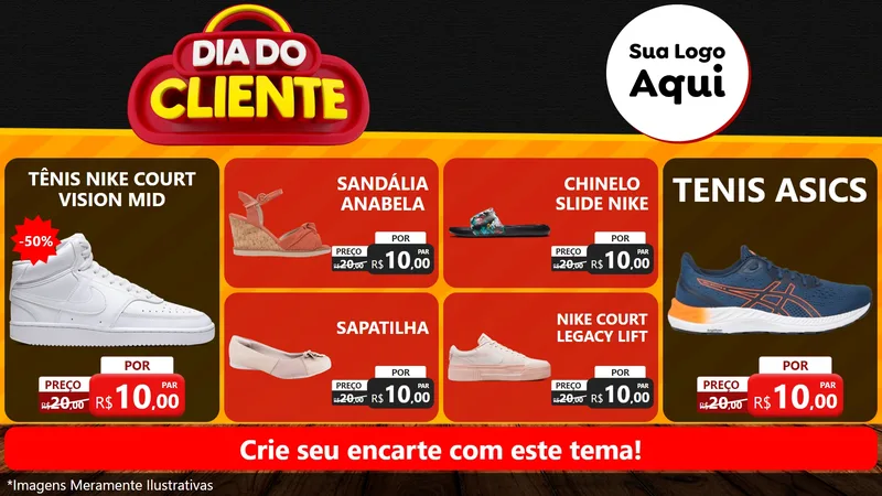 Modelo de TV para TV Horizontal com o tema Dia do Cliente para Calçados