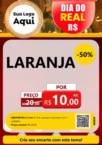 Modelo de Cartaz para Cartaz A4 Vertical com o tema Dia do Real para Hortifrúti