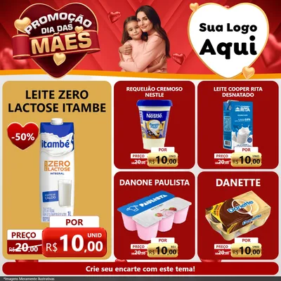Modelo de Rede Social para Feed Facebook com o tema Promoção Dia das Mães para Frios e Laticínios