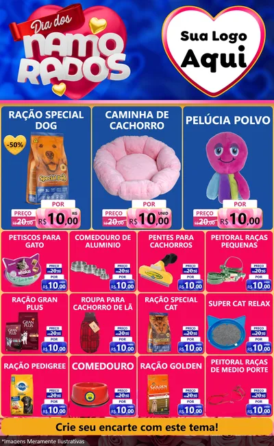 Modelo de Encarte para Encarte Grande com o tema Dia dos namorados para Pet Shop