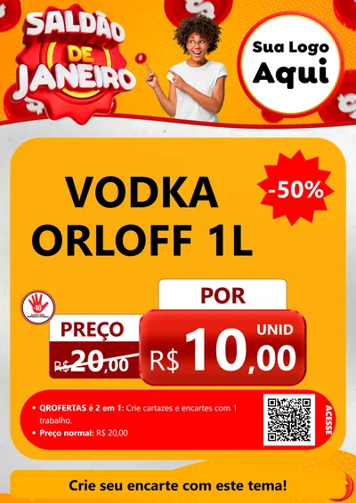 Modelo de Cartaz para Cartaz A4 Vertical com o tema Saldão de Janeiro para Distribuidora de bebidas