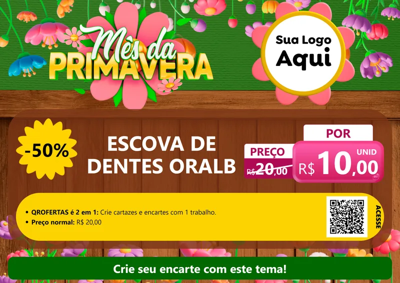 Modelo de Cartaz para Cartaz A4 Horizontal com o tema Mês da Primavera para Higiene Pessoal