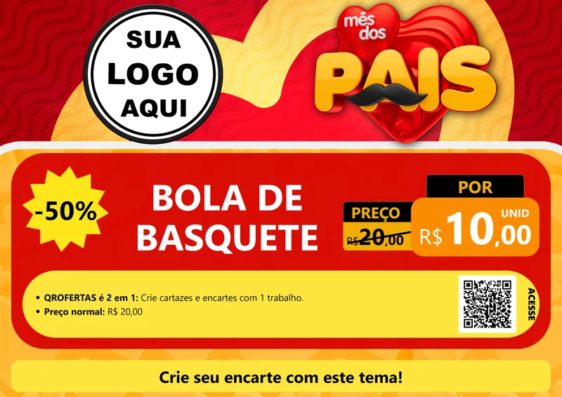 Modelo de Cartaz para Cartaz A4 Horizontal com o tema Mês Dos Pais para Artigos Esportivos