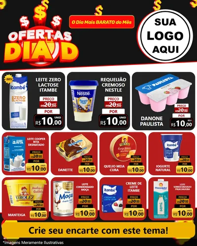 Modelo de Rede Social para Feed Instagram com o tema Ofertas Dia D para Frios e Laticínios