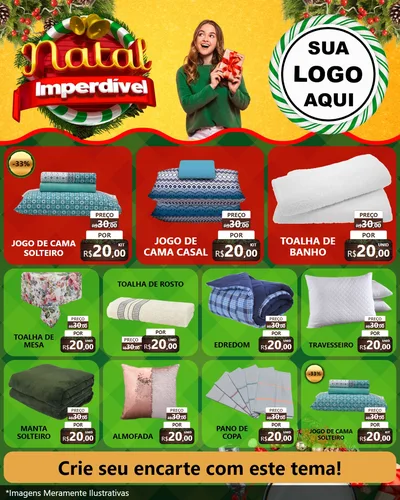 Modelo de Rede Social para Feed Instagram com o tema Natal Imperdível para Cama, Mesa e Banho