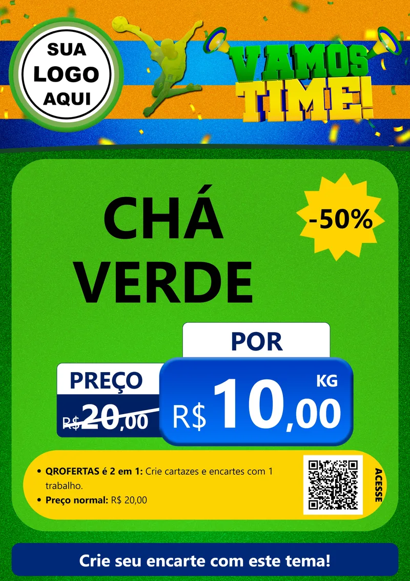 Modelo de Cartaz para Cartaz A4 Vertical com o tema Vamos Time! para Produtos Naturais