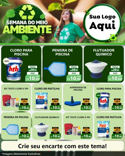 Modelo de Rede Social para Feed Instagram com o tema Semana do Meio Ambiente para Produtos para Piscina