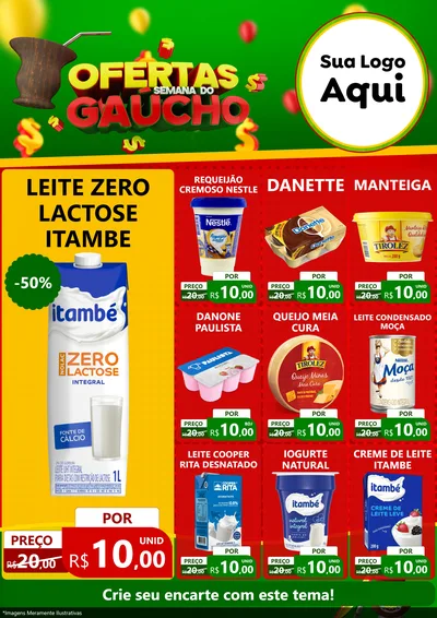 Modelo de Encarte para Encarte A4 Vertical com o tema Ofertas Semana Do Gaúcho para Frios e Laticínios