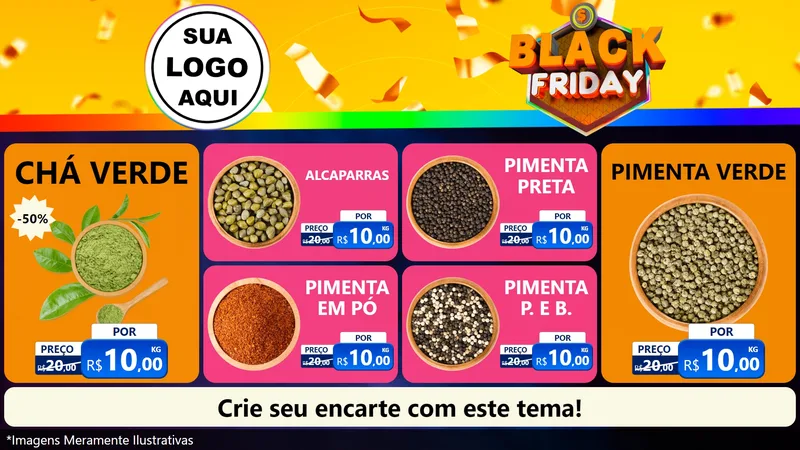 Modelo de TV para TV Horizontal com o tema Black Friday para Produtos Naturais