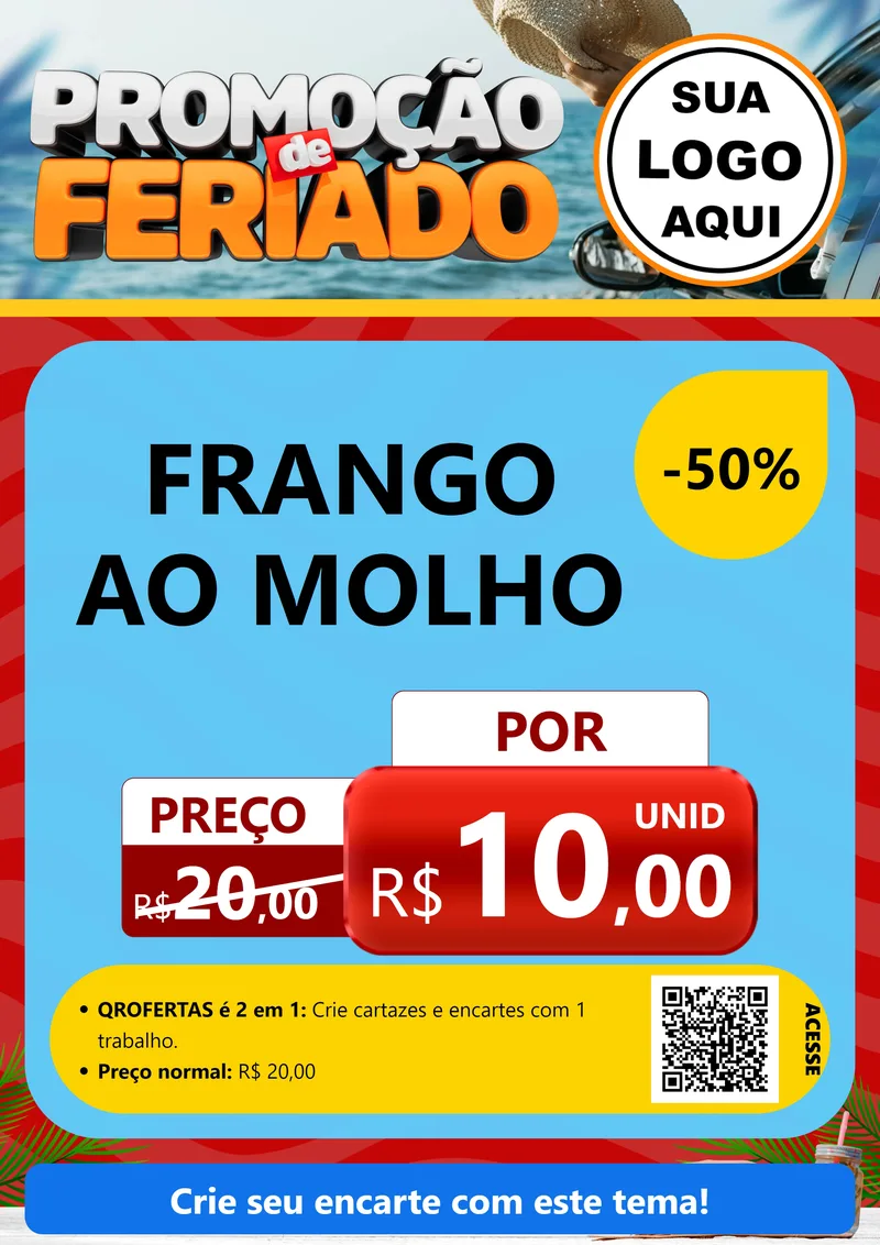 Modelo de Cartaz para Cartaz A4 Vertical com o tema Promoção de Feriado para Restaurante