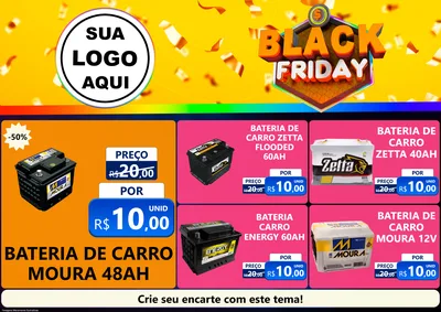 Modelo de Encarte para Encarte A4 Horizontal com o tema Black Friday para Baterias Elétricas