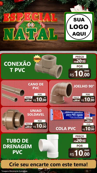 Modelo de TV para TV Vertical com o tema Especial de Natal para Tubos e conexões