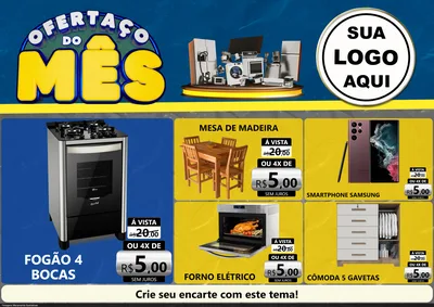Modelo de Encarte para Encarte A4 Horizontal com o tema Ofertaço do Mês - Móveis e Eletro para Móveis e Eletro