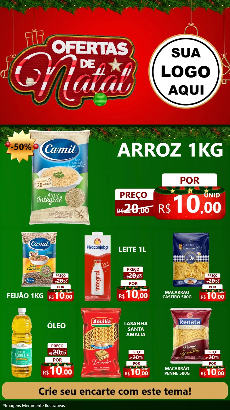 Modelo de Rede Social para Stories com o tema Ofertas de Natal para Supermercado