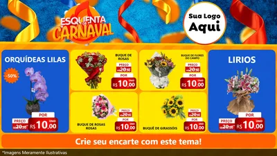 Modelo de TV para TV Horizontal com o tema Esquenta de Carnaval para Floricultura e jardim