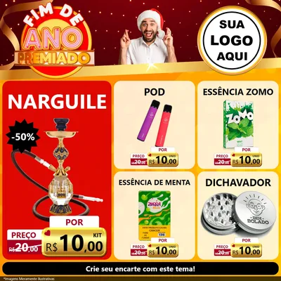 Modelo de Rede Social para Feed Facebook com o tema Fim de Ano Premiado para Tabacaria