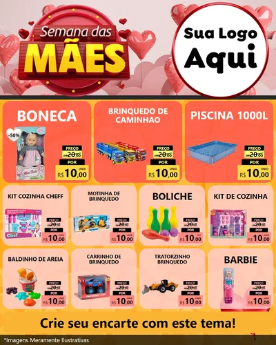 Modelo de Rede Social para Feed Instagram com o tema Semana das Mães para Brinquedos