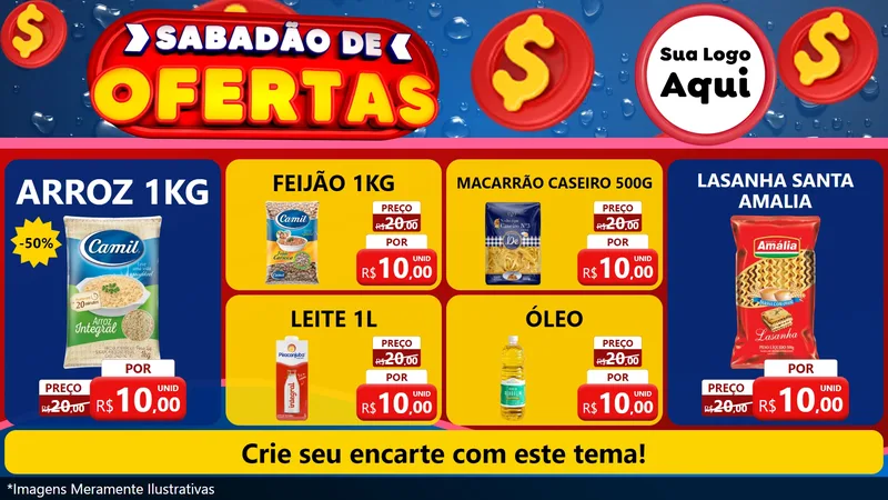 Modelo de TV para TV Horizontal com o tema Sabadão de Ofertas para Supermercado