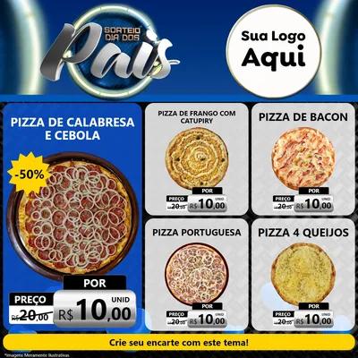 Modelo de Rede Social para Feed Facebook com o tema Sorteio Dia Dos Pais para Pizzaria