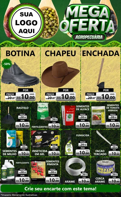 Modelo de Encarte para Encarte Grande com o tema Mega Oferta - Agropecuária para Agropecuária