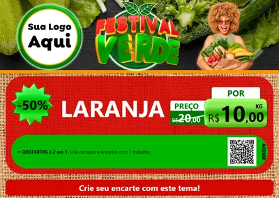 Modelo de Cartaz para Cartaz A4 Horizontal com o tema Festival Verde para Hortifrúti