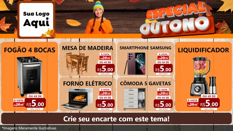 Modelo de TV para TV Horizontal com o tema Especial Outono para Móveis e Eletro
