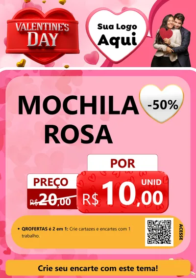 Modelo de Cartaz para Cartaz A4 Vertical com o tema Valentine's Day para Papelaria