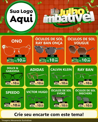 Modelo de Rede Social para Feed Instagram com o tema Julho Imbatível para Óticas