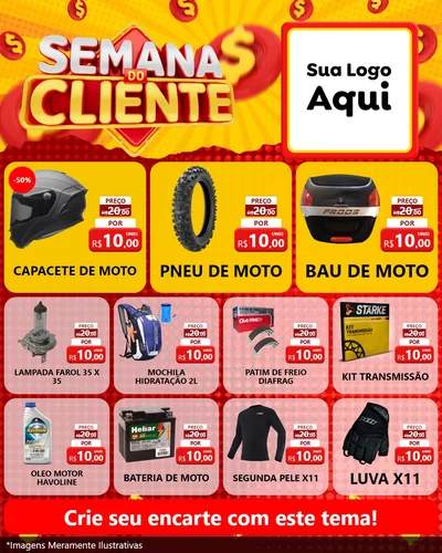 Modelo de Rede Social para Feed Instagram com o tema Semana do Cliente para Moto peças