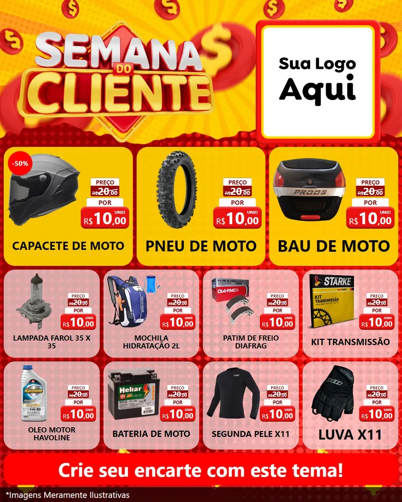 Modelo de Rede Social para Feed Instagram com o tema Semana do Cliente para Moto peças