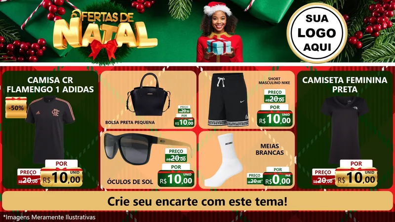 Modelo de TV para TV Horizontal com o tema Ofertas de Natal para Roupas e acessórios