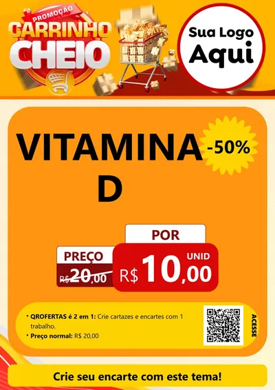 Modelo de Cartaz para Cartaz A4 Vertical com o tema Promoção carrinho cheio para Farmácia