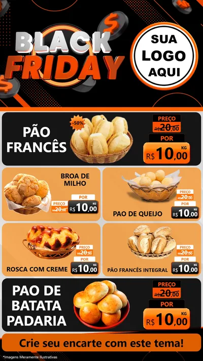 Modelo de TV para TV Vertical com o tema Black Friday para Padaria
