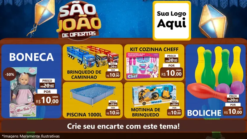 Modelo de TV para TV Horizontal com o tema São João Ofertas Imbatíveis! - Junina para Brinquedos