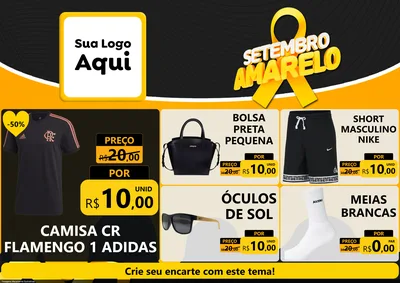 Modelo de Encarte para Encarte A4 Horizontal com o tema Setembro Amarelo para Roupas e acessórios