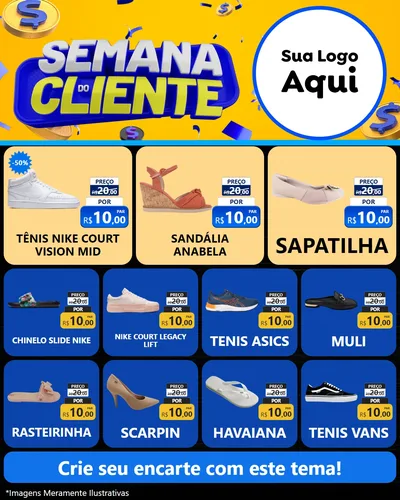Modelo de Rede Social para Feed Instagram com o tema Semana do Cliente para Calçados